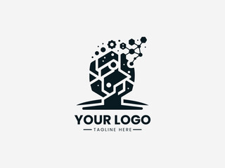 Modern abstract logo representing intelligence innovation and professional smart business identity vector illustration