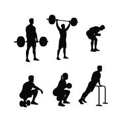 Fitness silhouettes of people exercising
