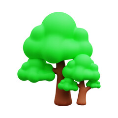3D Abstract Illustration of Stylized Trees with Green Rounded Foliage and Brown Trunks Representing Nature and Environment
