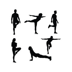 Yoga and balance poses silhouettes