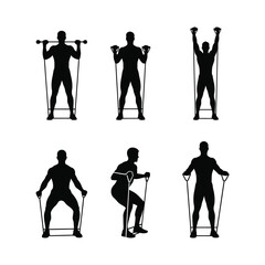 Man performing resistance band exercises