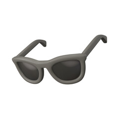 3D Abstract Illustration of Modern Dark Sunglasses with Thick Gray Frames and Black Lenses Representing Fashion and Sun Protection
