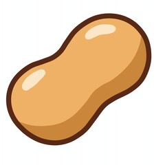The image features a cartoon-style illustration of a peanut. It has a smooth, rounded shape with a shiny, glossy finish, and is colored in a light brown hue with a darker brown outline,