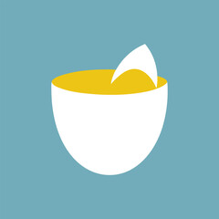 coffee cup made from eggshell on pastel blue minim