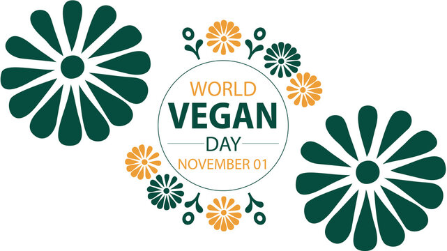 Modern and simple World Vegan Day banner graphic on white background, ideal for awareness and celebrations