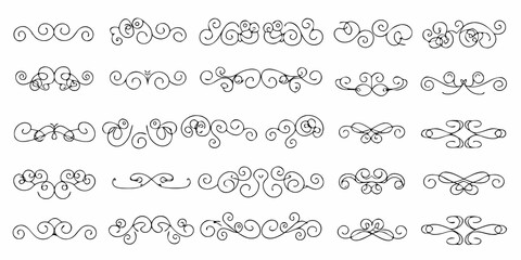 Obraz premium Collection of elegant hand drawn decorative flourishes and ornamental dividers on a white background