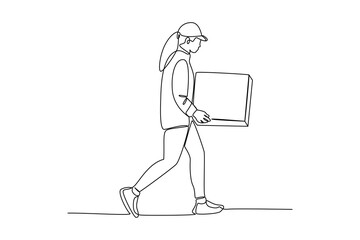 Fototapeta premium Simple continuous line of courier activity. Simple line, creativity, vector.