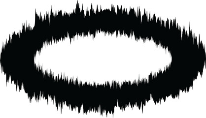 The image is a thick black oval or ring with extremely jagged and spiky edges, creating a visually noisy or heavily distorted graphic effect.