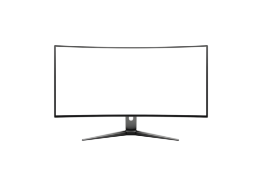 Modern curved screen monitor, displaying blank white area