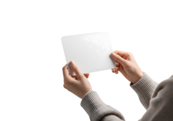 A person holding a blank card with space to put the message