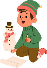 Boy Writing Letter to Santa