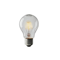 Classic clear glass light bulb with visible filament isolated against a dark backdrop