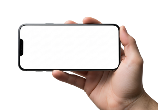 Close-up of a hand holding a smartphone with blank display