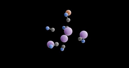 Sodium ferrocyanide molecule, rotating 3D model of e535, looped video on a black background
