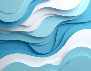 Fototapeta premium Layered cut paper shapes on pastel background, two-tone (pastel blue + white)