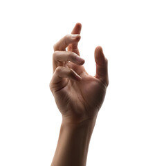 Hand reaching up isolated on transparent background, concept of hope and aspiration