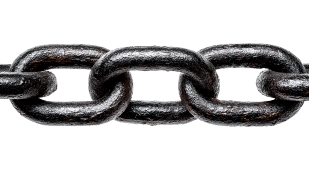No black iron chain on a Transparent background PNG