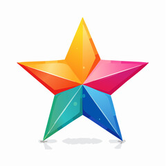 A vibrant chromatic star illustration with multifaceted design and glossy finish giving