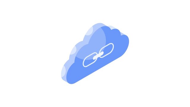 Get this creative animated icon of cloud link in isometric style isolated on white background