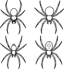 set of line art spider