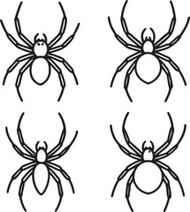 set of line art spider