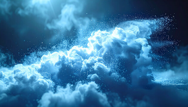 Ethereal Cloud Burst: An evocative view of a cloud formation, capturing the explosive and powerful nature of the weather phenomenon. Capturing a moment of pure spectacle