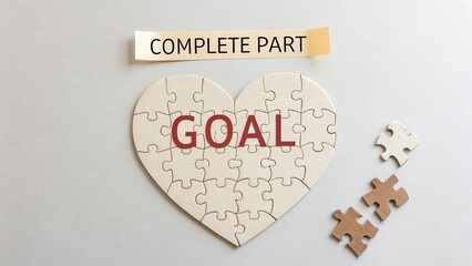 A puzzle heart shape with the word GOAL and complete part banner