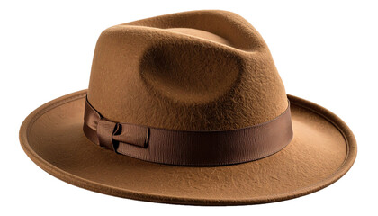 Elegant Vintage Fedora Hat in Brown Felt with Decorative Bow Band