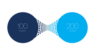 2 elements scheme, diagram. Two connected circles. Infographic template.