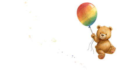 🎈 A teddy bear with balloons is a cartoon vector illustration perfect for a child's birthday party celebration or a baby shower gift card