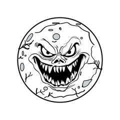 Monstrous Moon Face with Sharp Teeth