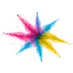 Exploding colorful powder in a starburst shape, vibrant design