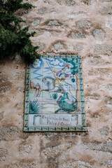 Fresco/mural paintings on house facades in the old town of Palma de Mallorca, Spain