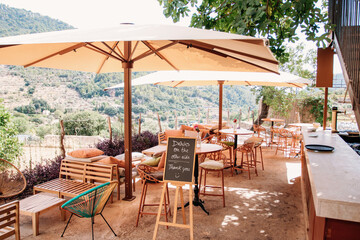 Palma de Mallorca old town alley at golden hour, Spain