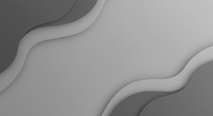 Abstract gray gradient background featu smooth flowing shapes with shadows creating a modern and visually appealing design element for graphics.