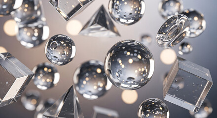 Abstract Geometric Shapes Floating in Light