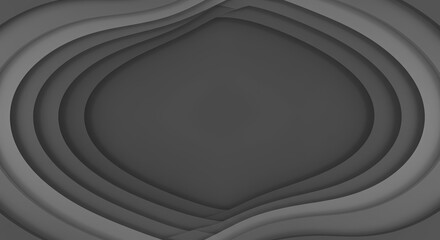 Abstract grey background features elegant overlapping layers with soft shadows creating a sense of depth and modern minimalist aesthetic design.