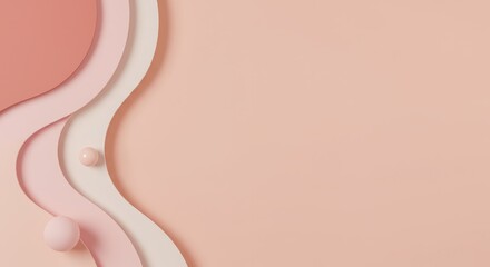 Abstract background with wavy paper layers in pastel pink and beige tones creating a soft elegant aesthetic for graphic design projects.