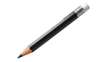 Detailed Black Pencil with Eraser and Wooden Texture PNG