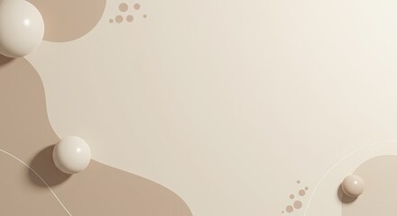 Abstract neutral background with organic shapes and spheres creates calming minimalist aesthetic perfect for modern design projects.