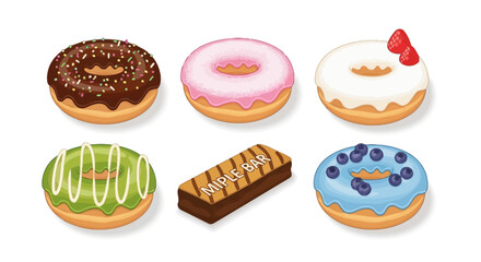Easter eggs collection vector illustration of sweet desserts and bakery treats