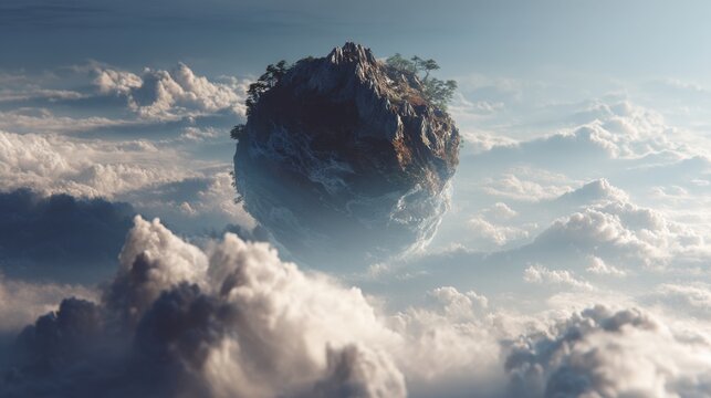 surreal floating planet landscape, fantasy world