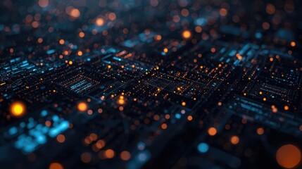 Abstract digital landscape with glowing particles creates an immersive experience illustrating future technology, data, and global connectivity.