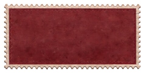 Blank maroon postage stamp with perforated edges on white background
