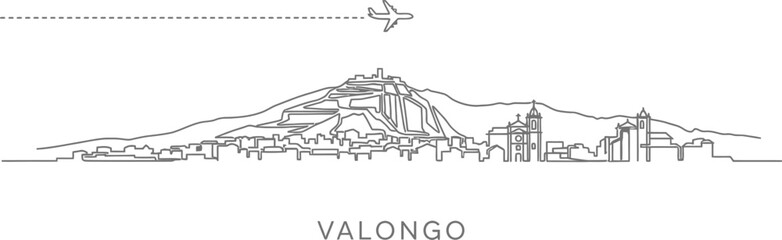 Fototapeta premium Valongo Portugal Skyline with Airplane Travel Icon