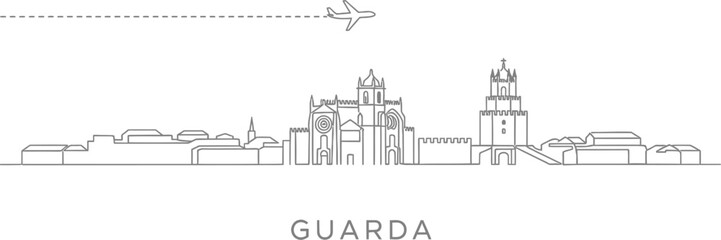 Obraz premium Guarda Skyline with Airplane Icon