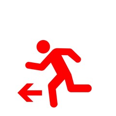 左方向へ走る人のピクトグラム（赤）