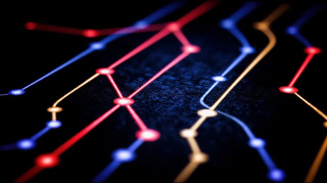 Abstract red and blue pattern on black background representing ai business workflow framework roadmap concept futuristic. Abstract Data Network &ndash; Animated Video Version