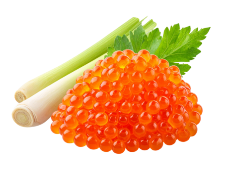 Raw Roe with Lemongrass Fresh Culinary Ingredient transparent background.