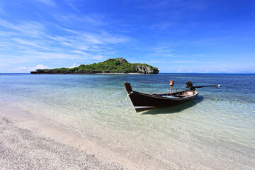 Scenery view of Koh Chan Island, Clear water and beautiful coral in Hat Wanakorn National Park located in Prachuap Khiri Khan Province, Thailand